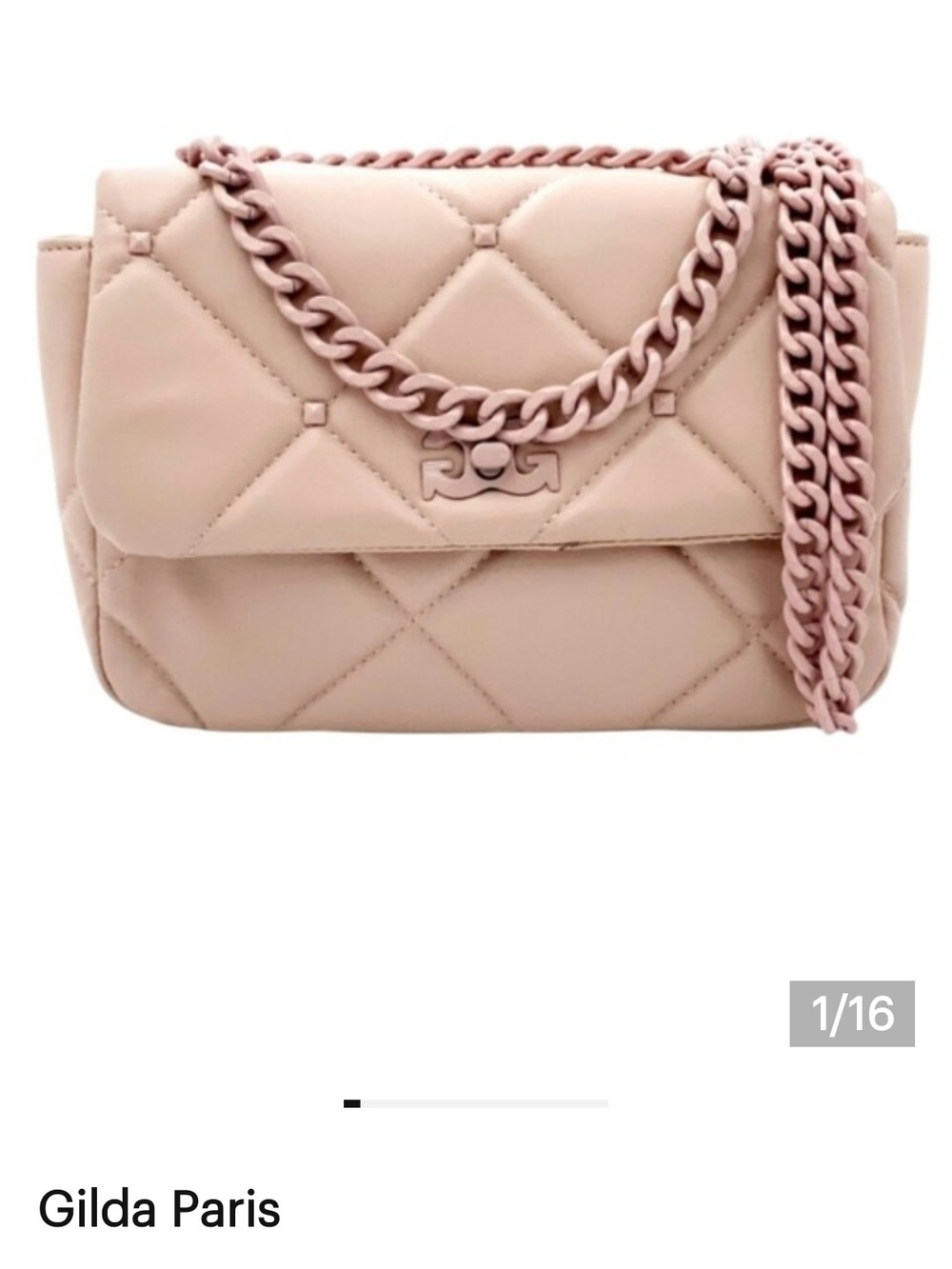 Gilda Paris Blush Quilted Chain Shoulder Bag